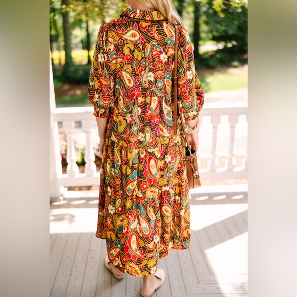 Umgee Vibrant Paisley Print Midi Dress NWTs - Picture 3 of 5